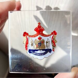 Vintage Hawai`i Coat of Arms Lucite Paperweight